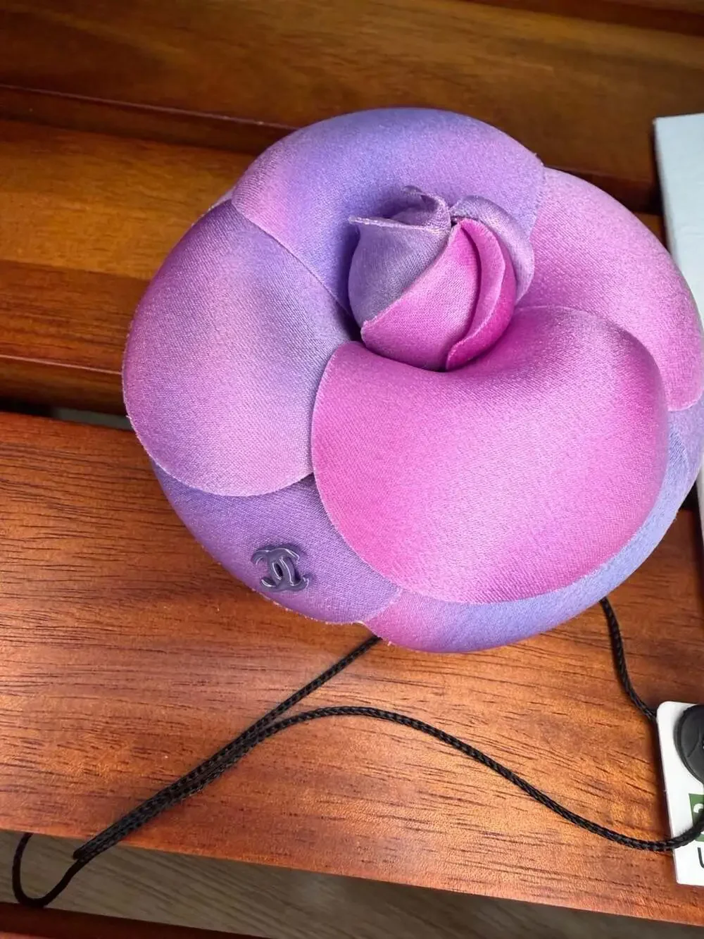 Chanel 24S Purple Satin Camellia Flower Brooch Pin